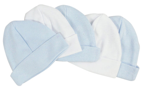 Gorros de bebé azules y blancos (paquete de 5)