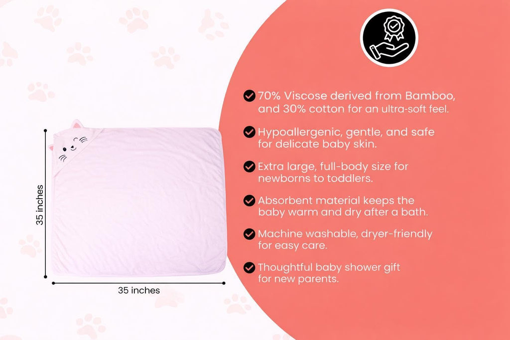 Premium Baby Towel for Bath with Hood & Extra Soft