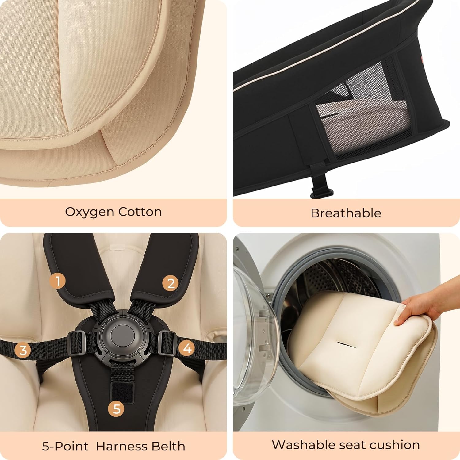 Pamo Babe Portable Baby Swing - Electric Baby Rocker with Cry Detection, 5 Swing Speeds, Bluetooth & Remote Control, Adjustable Backrest, Indoor & Outdoor Swing Chair for Newborn Babies - Black