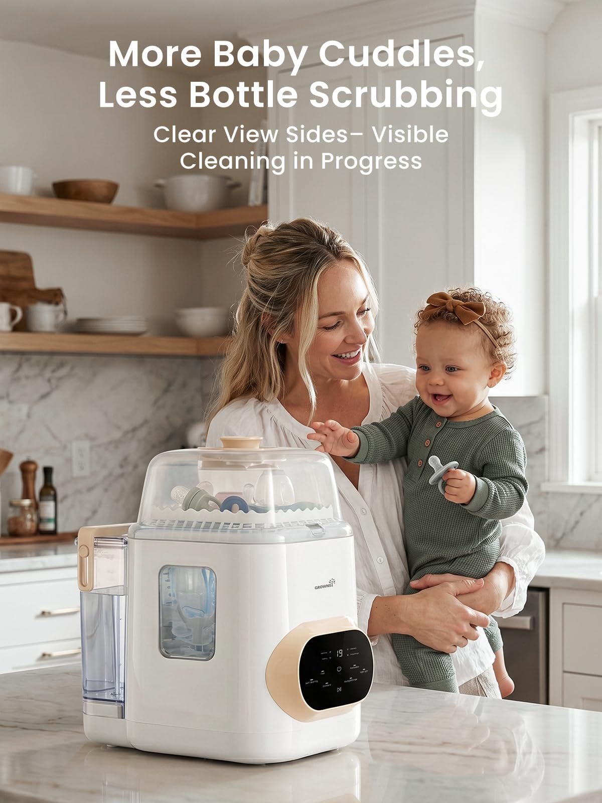 Grownsy EaseClean Bottle Washer Pro | All-in-One Bottle Washer and Sterilizer and Dryer | Baby Bottle Washer for Bottles, Pump Parts & Baby Essentials | Replaces Hand Washing