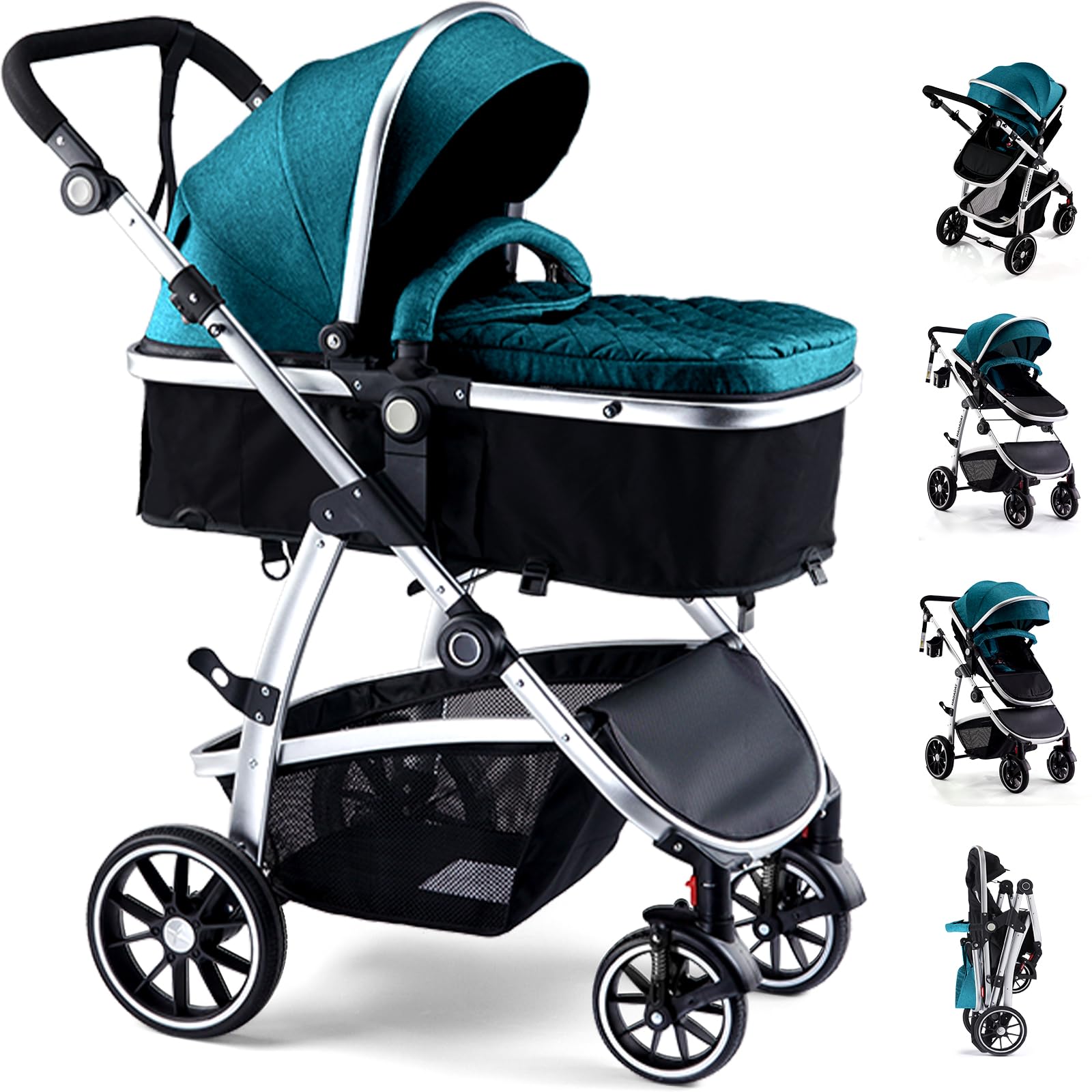 Hagaday Baby Stroller, 2-in-1 Reversible Toddler Seat with Bassinet Mode