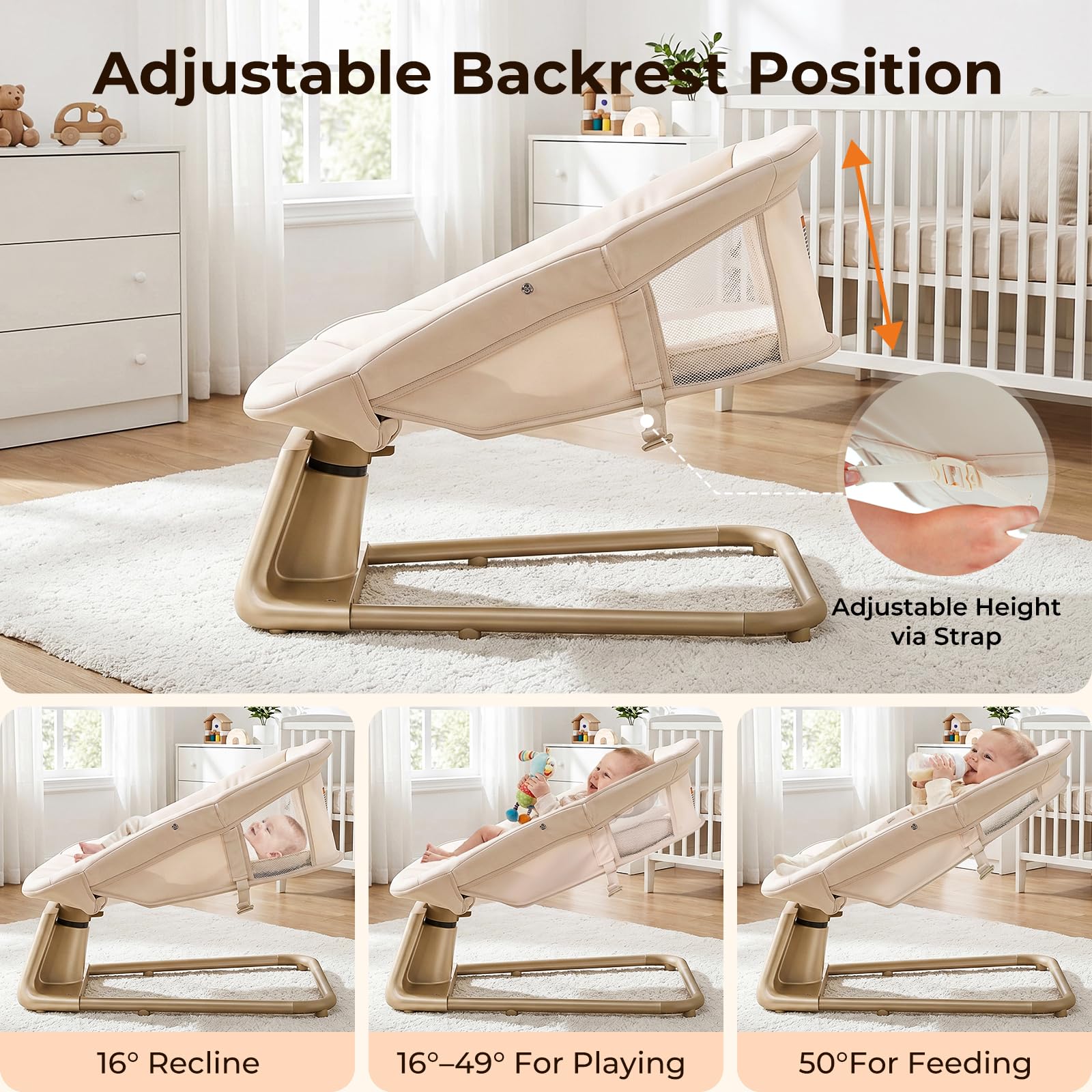 Pamo Babe Portable Baby Swing - Electric Baby Rocker with Cry Detection, 5 Swing Speeds, Bluetooth & Remote Control, Adjustable Backrest, Indoor & Outdoor Swing Chair for Newborn Babies - Black