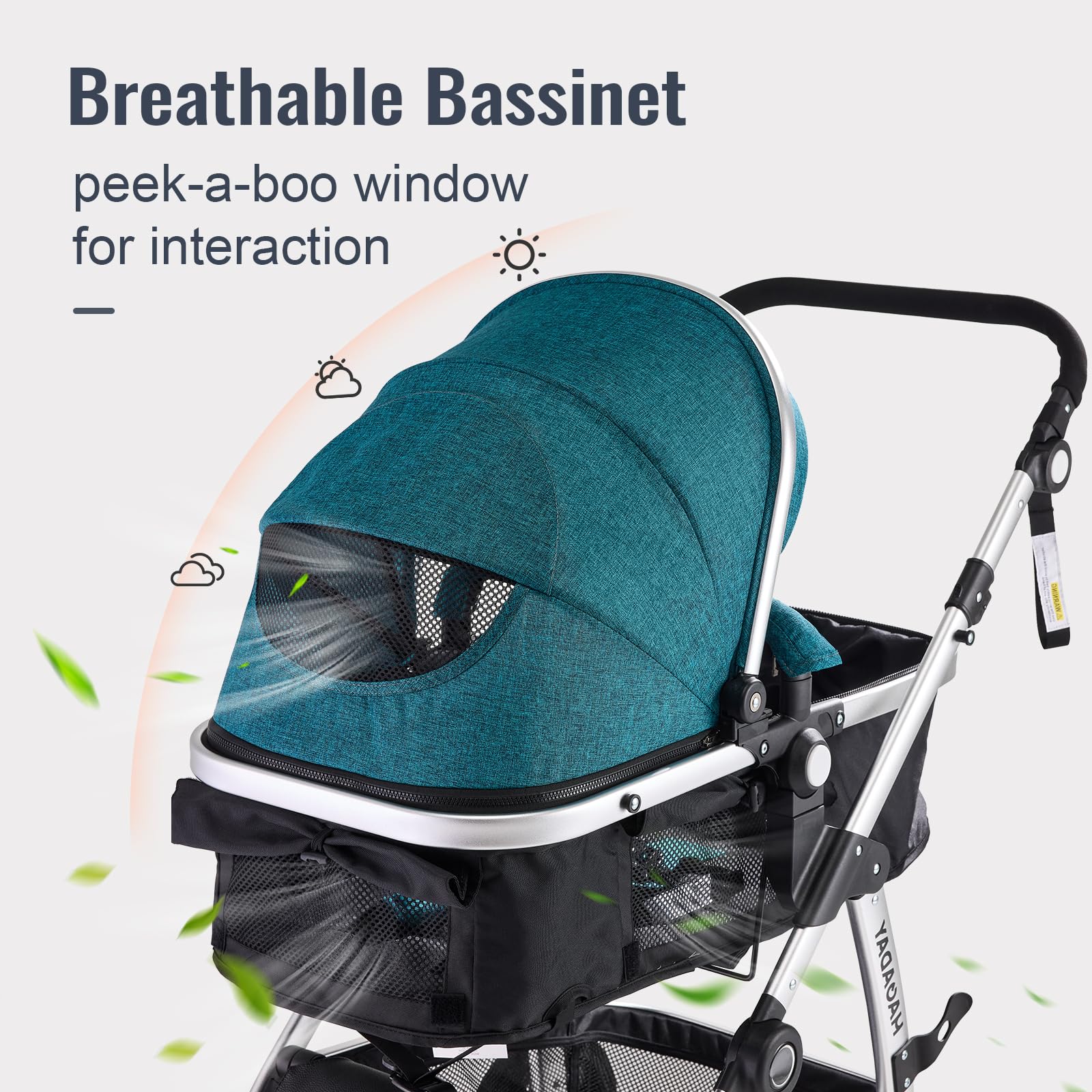 Hagaday Baby Stroller, 2-in-1 Reversible Toddler Seat with Bassinet Mode, Foldable Infant Stroller with Canopy, One Button Brake, Adjustable Handle, Newborn Pushchair(Pink)