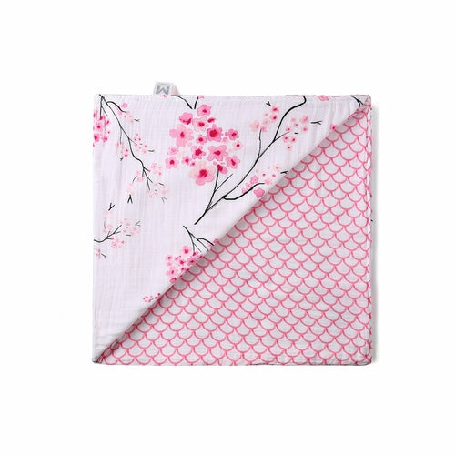 MANTA CÓMODA DE ALGODÓN ORGÁNICO - CEREZO EN FLOR