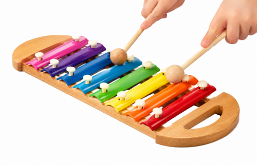 Xilófono de Madera con Colores del Arcoíris - Juguete Musical